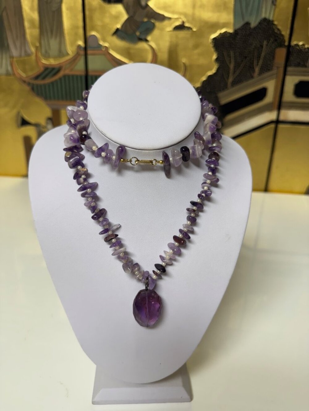 Vintage Carol Daupalise Amethyst Necklace